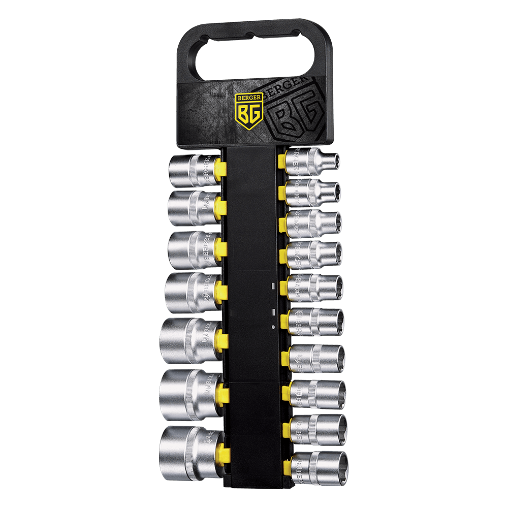 НАБОР ГОЛОВОК ТОРЦЕВЫХ 6-ГРАННЫХ SUPERLOCK 1/2” 17 ПРЕДМЕТОВ /8-32/ BERGER BG2036