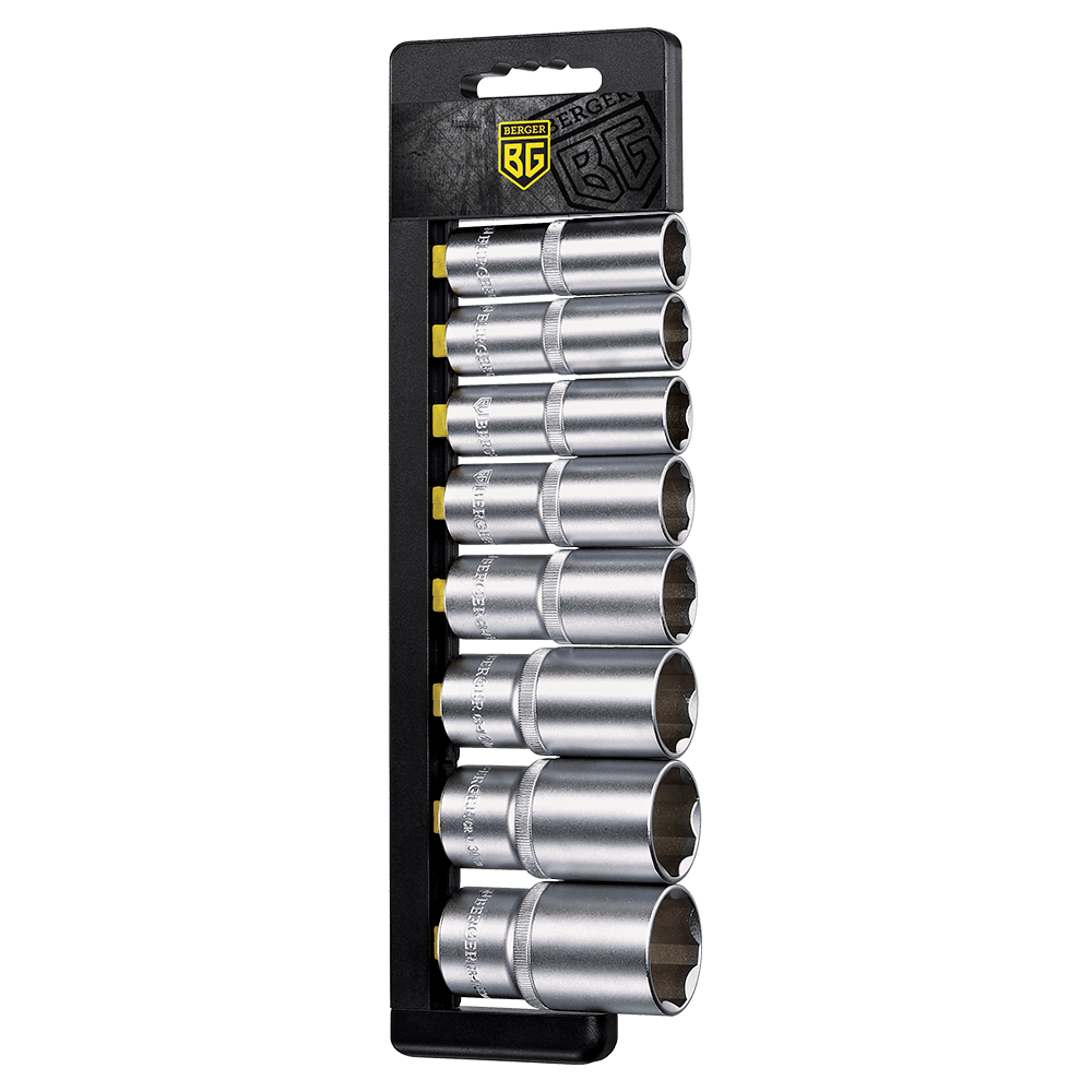 НАБОР ГОЛОВОК ТОРЦЕВЫХ УДЛИНЕННЫХ 6-ГРАННЫХ SUPERLOCK 1/2” 8 ПРЕДМЕТОВ /18-32/ BERGER BG2031