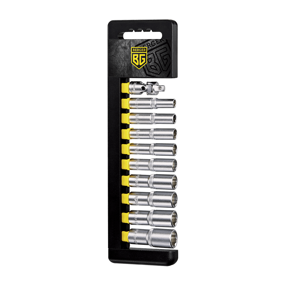 НАБОР ГОЛОВОК ТОРЦЕВЫХ УДЛИНЕННЫХ SUPERLOCK 1/4” 10 ПРЕДМЕТОВ /6-14/ BERGER BG2033