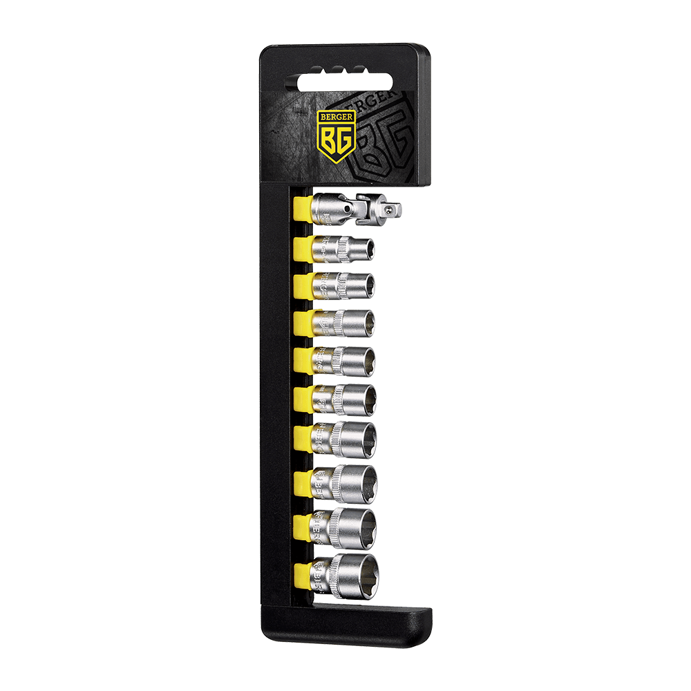 НАБОР ГОЛОВОК ТОРЦЕВЫХ 6-ГРАННЫХ SUPERLOCK 1/4” 10 ПРЕДМЕТОВ /6-14/ BERGER BG2032