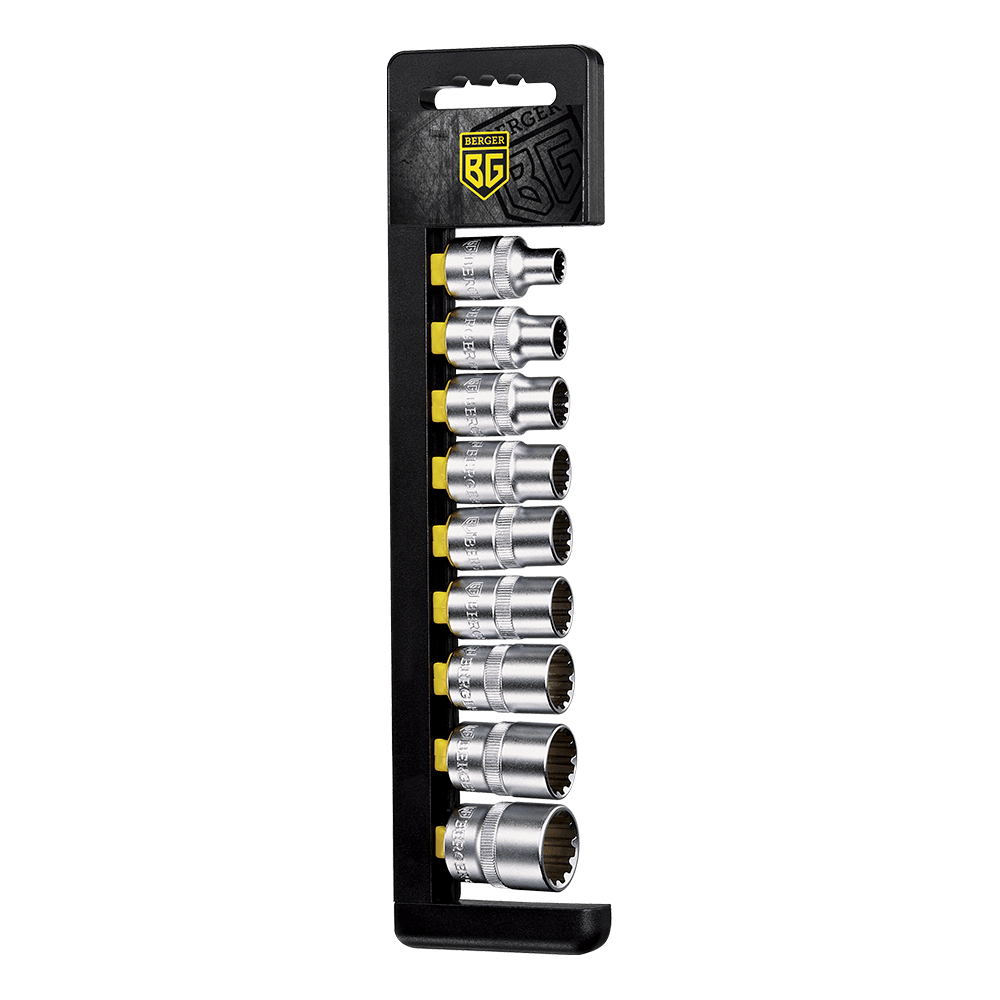 НАБОР ГОЛОВОК ТОРЦЕВЫХ 12-ГРАННЫХ SPLINE 1/2” 9 ПРЕДМЕТОВ /8-21/ BERGER BG2039