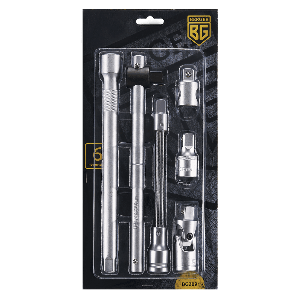 НАБОР УДЛИНИТЕЛЕЙ 1/2” BERGER 6 ПРЕДМЕТОВ BG2091