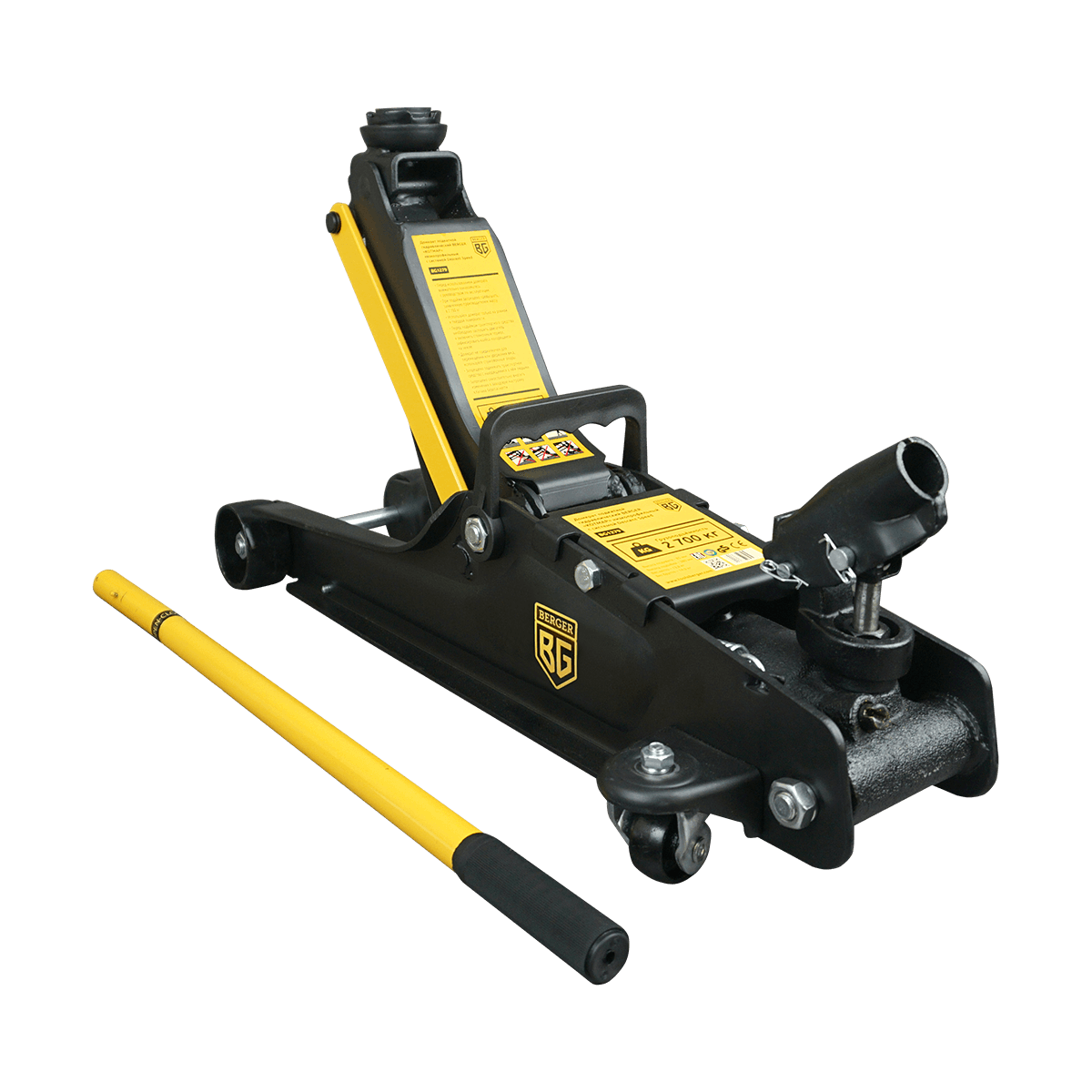 ДОМКРАТ ПОДКАТНОЙ ГИДРАВЛИЧЕСКИЙ 2.7 ТОННЫ «КОТМАР» (85-380мм) В СУМКЕ BERGER BG1279