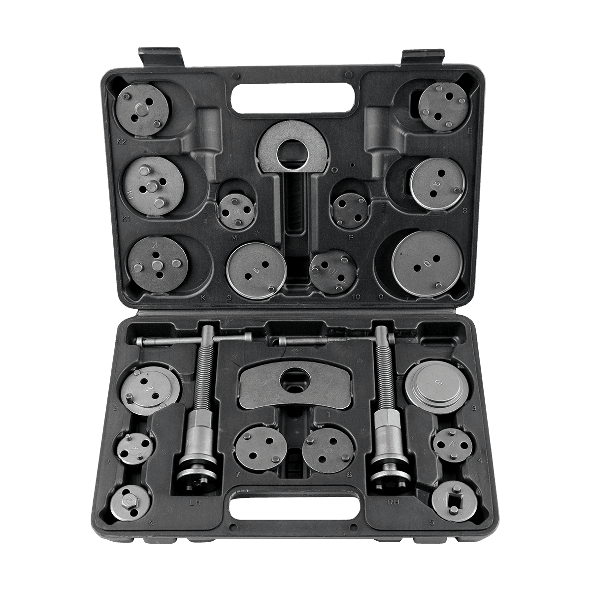 УНИВЕРСАЛЬНЫЙ НАБОР ДЛЯ СЖАТИЯ ТОРМОЗНЫХ ЦИЛИНДРОВ В КЕЙСЕ 22 ПРЕДМЕТА BERGER BG1945