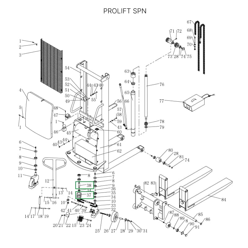 Основание ручки с рулевым валом для штабелеров SPN