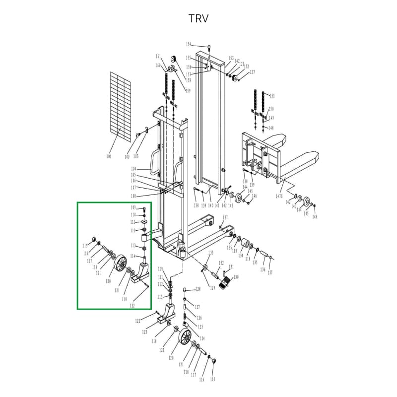 Колесная опора поворотная в сборе для TRV