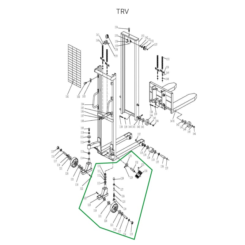Колесная опора поворотная с тормозом в сборе для TRV