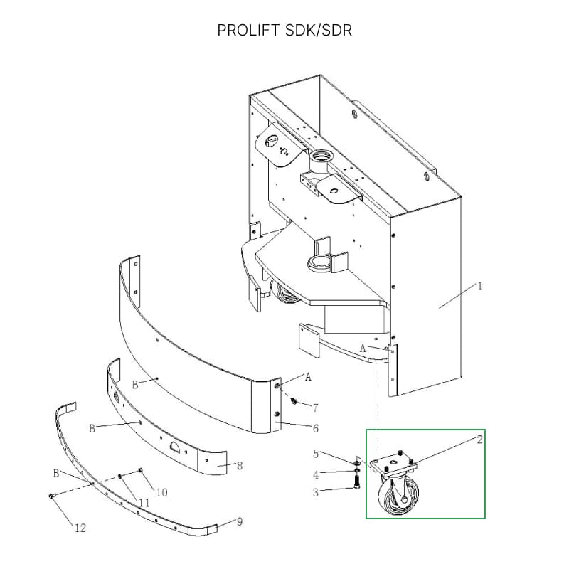 Опорное колесо в сборе с поворотной опорой для штабелеров SDR1536/1545S/1645/1656/2036/2045, SDK