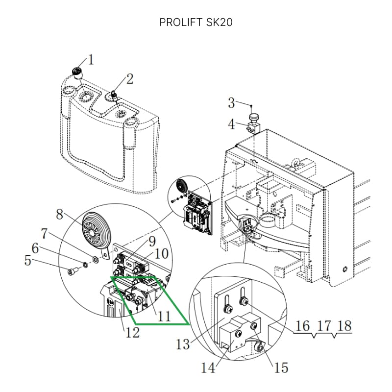 Контактор двигателя подъема 24В для штабелеров SDR/SDK, для тележек SK20