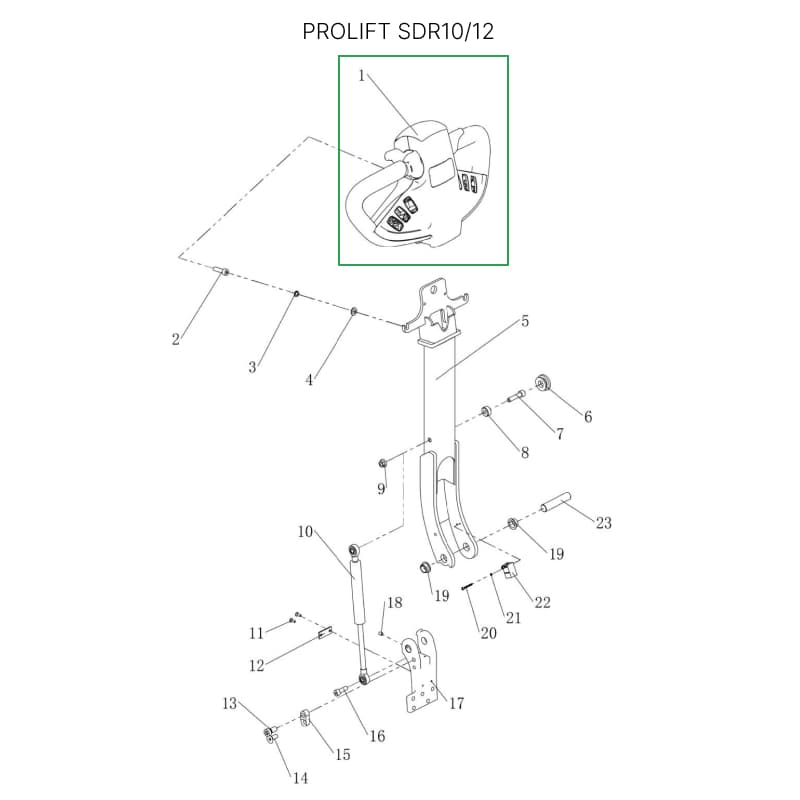 Верхняя часть ручки в сборе для штабелеров SDR 1016/1030/1035/1225/1230/1235/1635