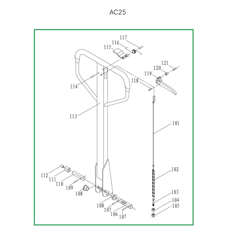 Ручка в сборе для гидравлических тележек AC25