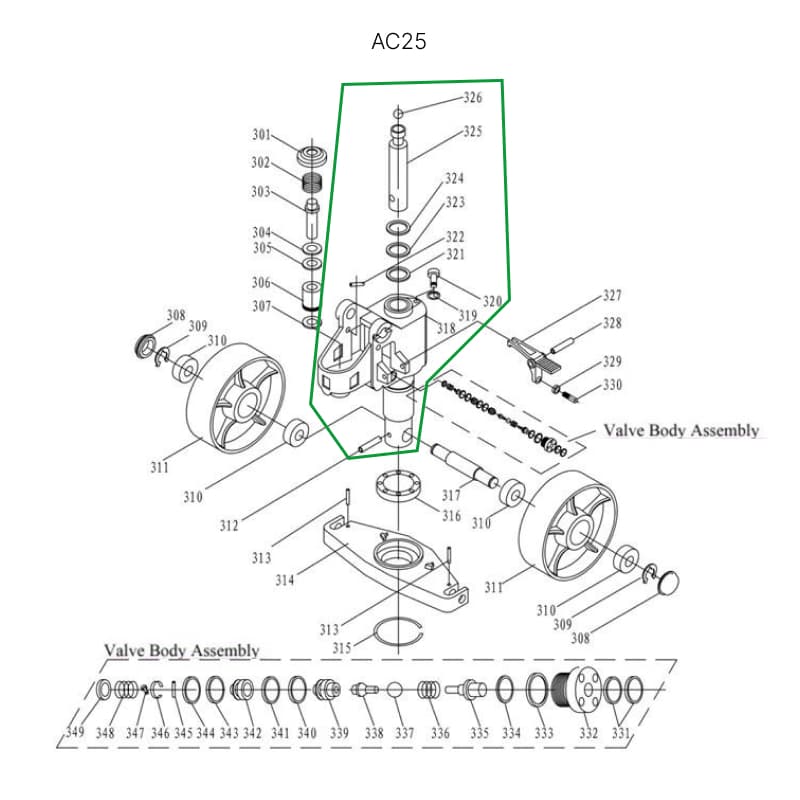 Гидроузел в сборе для гидравлических тележек AC25