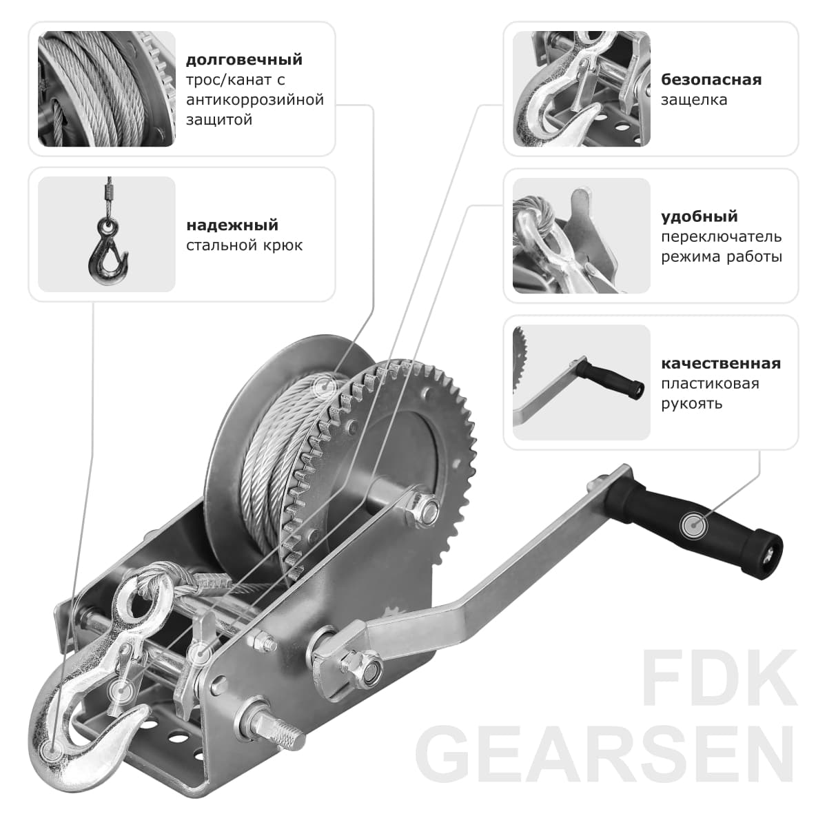 Лебедка ручная барабанная GEARSEN FD 1120 (канат)