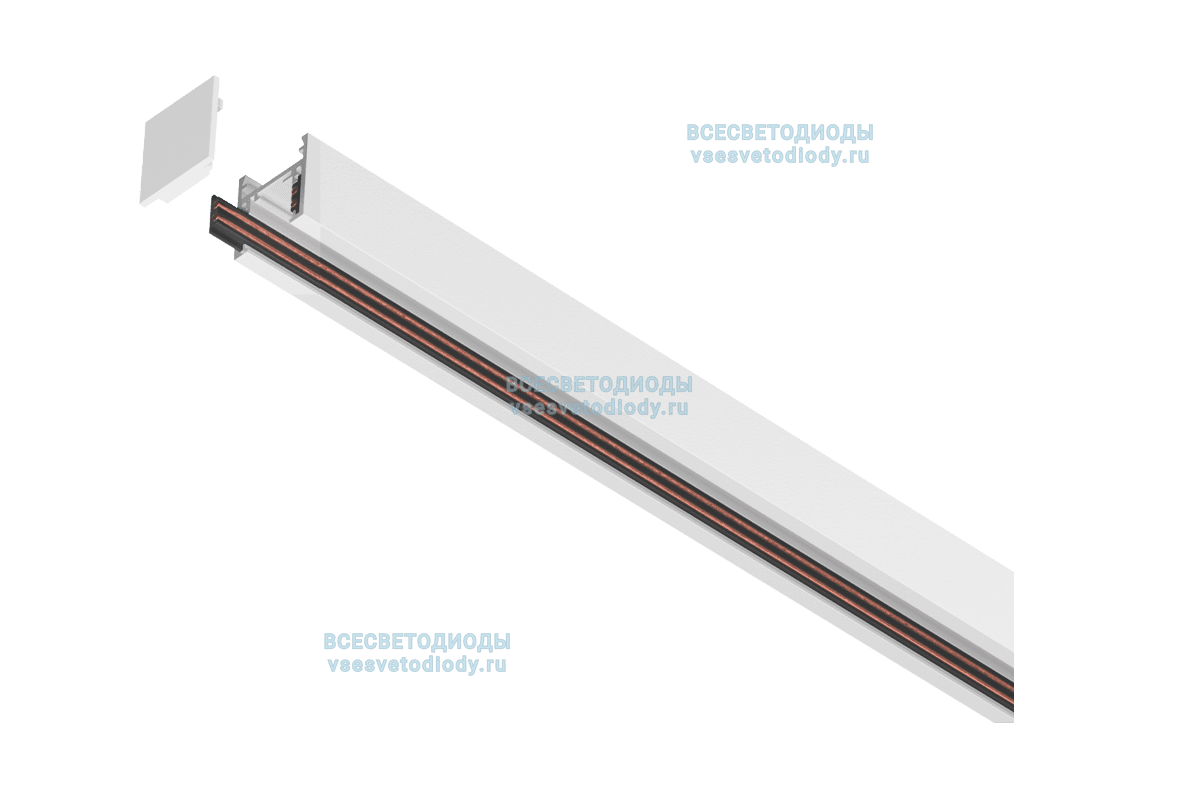 Шинопровод для трековых светильников Т-48 6м, белый накладной