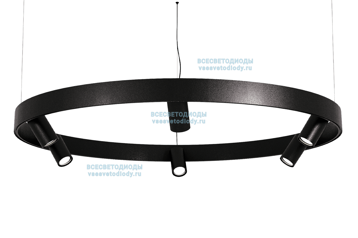 Светильник Ring Directed 6 спотов 60W, 3000К, 1000х50х50мм, черный