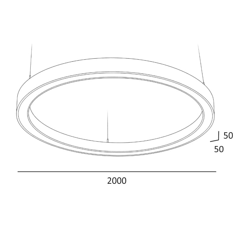Светильник кольцо светодиодное Ring 170W, D2000 мм*50, 3000К, белый, подвесной, IP 40