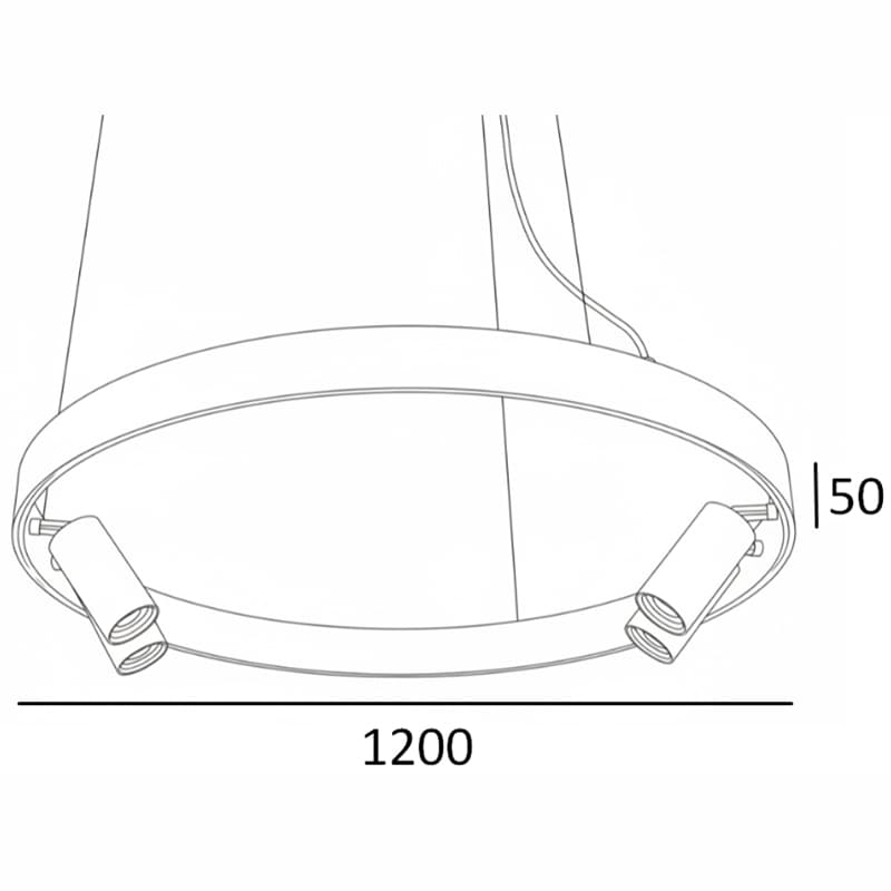 Светильник Ring Directed 4 спота 40W, 3000К, 1200х50х50мм, черный