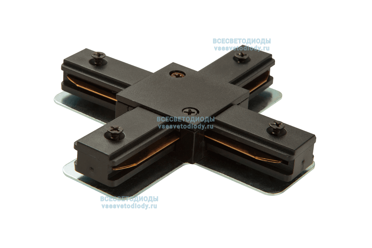 Коннектор трековый (адаптер для светильника, X), черный для однофазного шинопровода aax-evr1-b-Dn