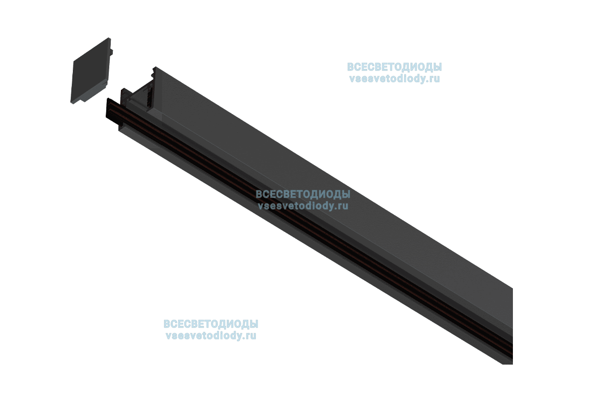 Шинопровод для трековых светильников Т-48 5м, черный накладной
