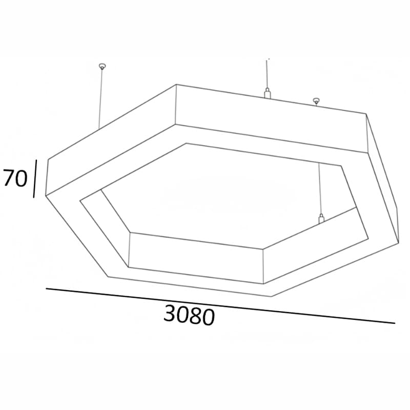 Светильник Hexa 342W, D3080 мм, 4000К, черный, подвесной, IP 40