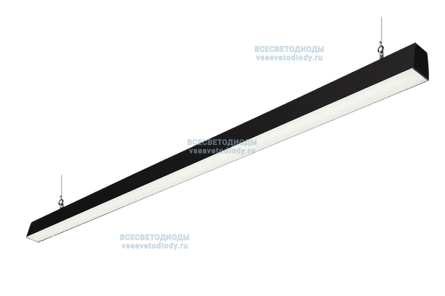 Линейный светильник КРИСТАЛЛ 45W-3500Lm, 5000-5500K, Опал IP44 с БАП (aax.tech) на 1 час Черный