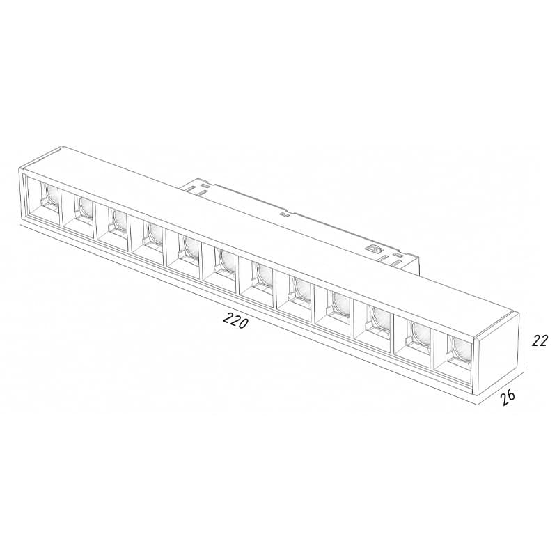 Светильник для трековой системы T-48 Line Lens-222/12W, 4000К, Черный
