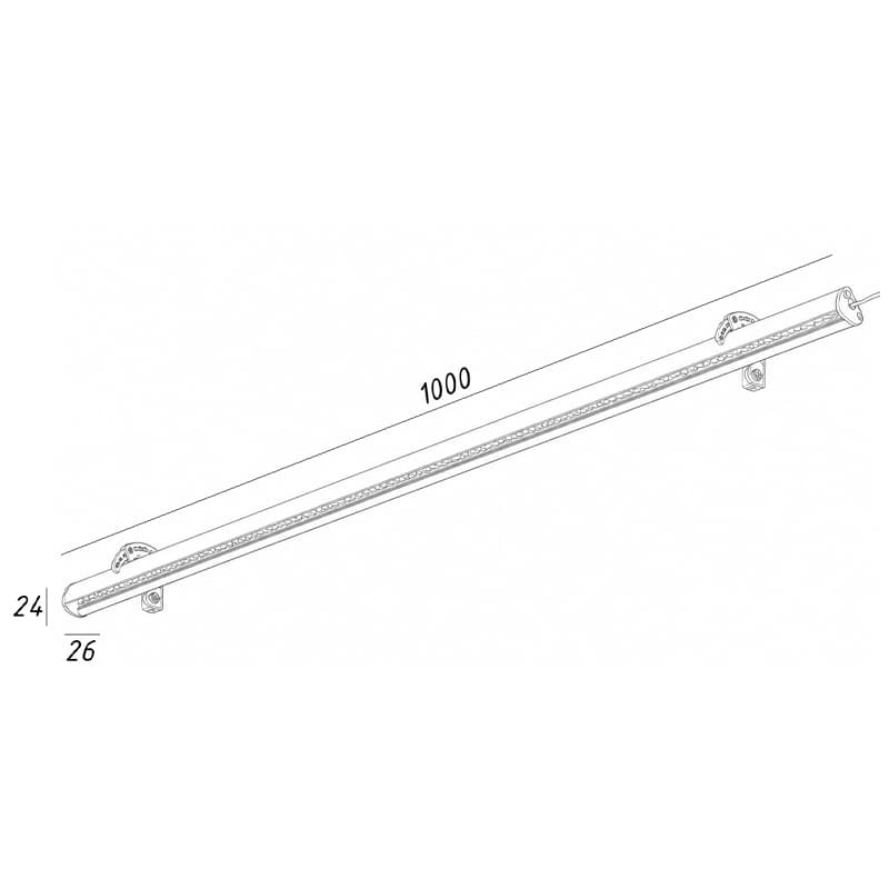 Светильник фасадный профиль L-F 1000*26*24мм 12W 3000K ANOD