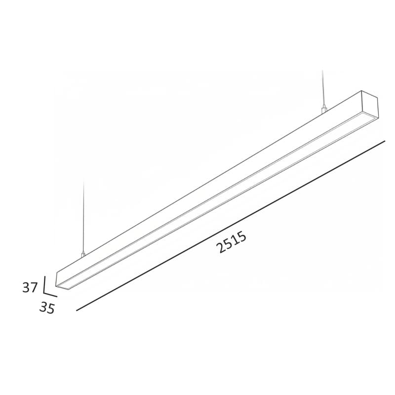 Светильник профильный L30 90W, 2515 мм, 5000К, черный, подвесной, IP 40