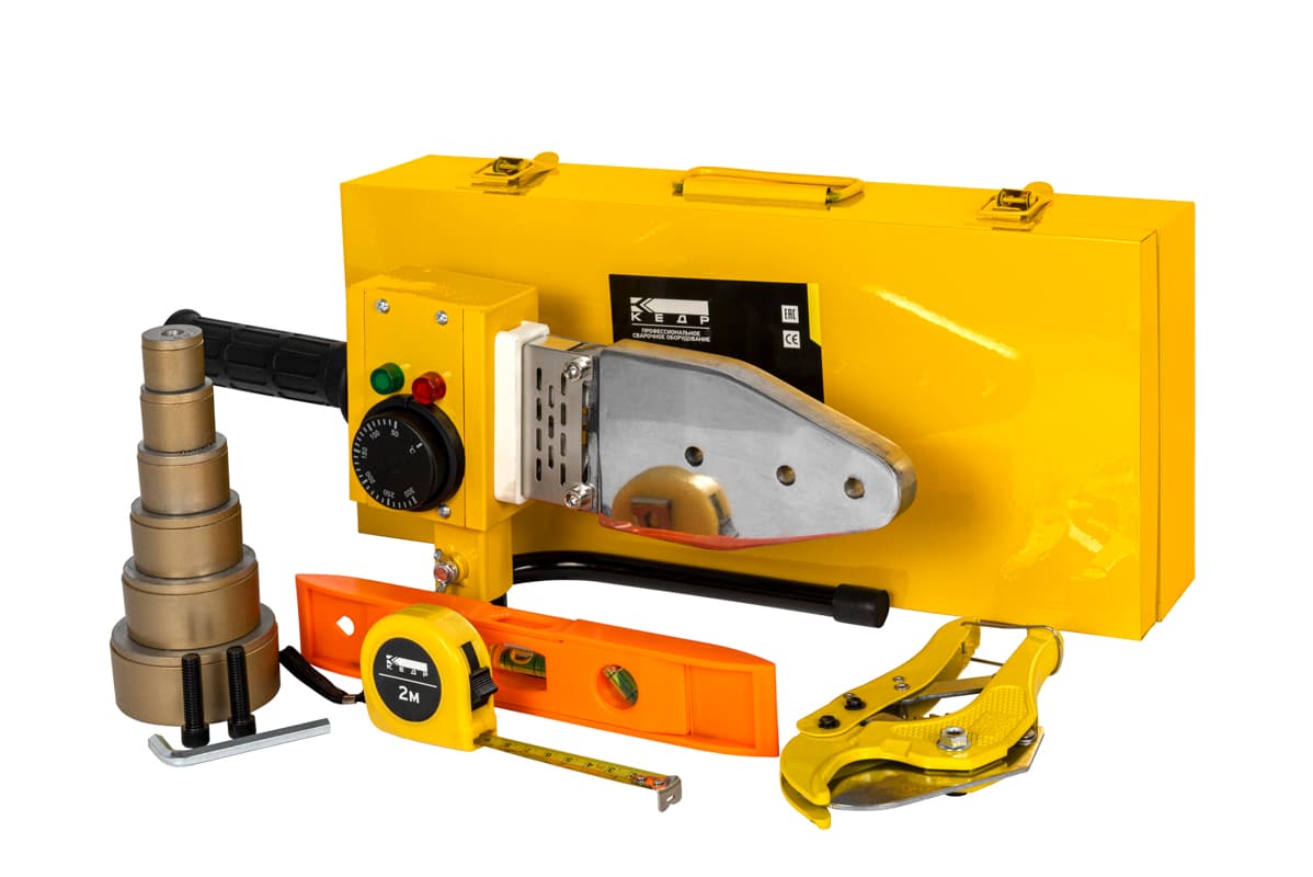 Аппарат для сварки пластиковых труб КЕДР СП-1700 PRIME в кейсе (220В, 0-300 C°, полный набор)