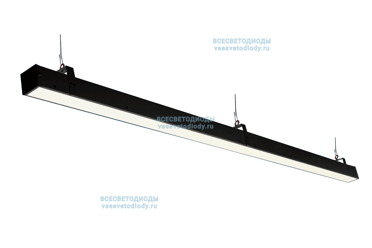 Светильник Слимлайт Линейный 75W-5100Lm с протоколом управления Dali 4000-4500К Опал IP40 с БАП (aax.tech) на 1 час черный