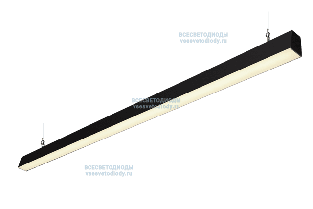 Линейный светильник КРИСТАЛЛ 45W-3500Lm, 4000-4500K, Опал IP44 с БАП (aax.tech) на 1 час Черный